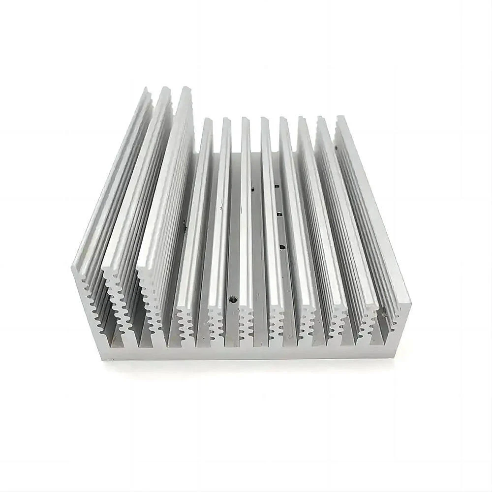 Aluminum heat-sink profile with closely spaced fins.