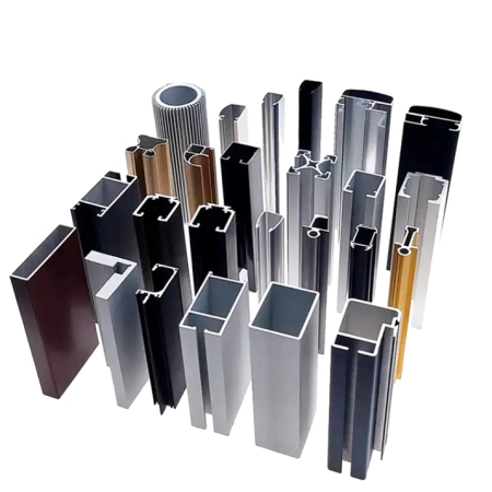 Aluminiumprofilmuster in verschiedenen Formen und Oberflächenausführungen