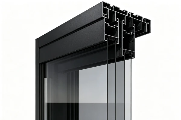 Aluminiumfensterrahmen mit sichtbaren inneren Profilquerschnitten